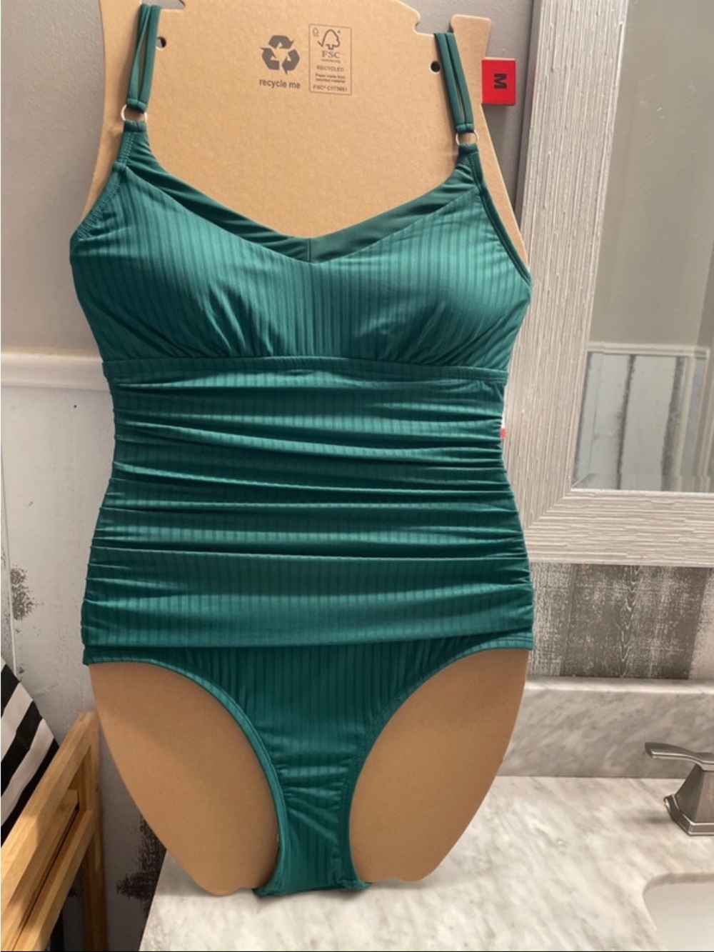 Deep Teal Ribbed One-Piece Swimsuit